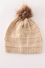 Beige pompom cable beanie - ARIA KIDS