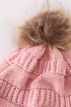 Pink pompom cable beanie hat - ARIA KIDS