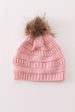 Pink pompom cable beanie hat - ARIA KIDS