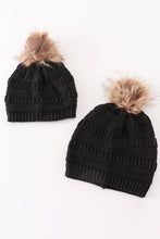 Black pompom cable beanie hat - ARIA KIDS