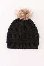 Black pompom cable beanie hat - ARIA KIDS