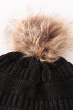 Black pompom cable beanie hat - ARIA KIDS