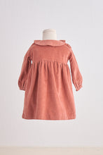 Rust floral embroidery velveteen girl dress - ARIA KIDS