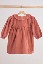 Rust floral embroidery velveteen girl dress - ARIA KIDS