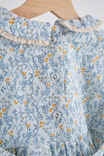 Blue floral corduroy lace dress - ARIA KIDS