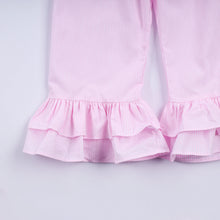 Pink christmas tree hand smocked ruffle pants set - ARIA KIDS