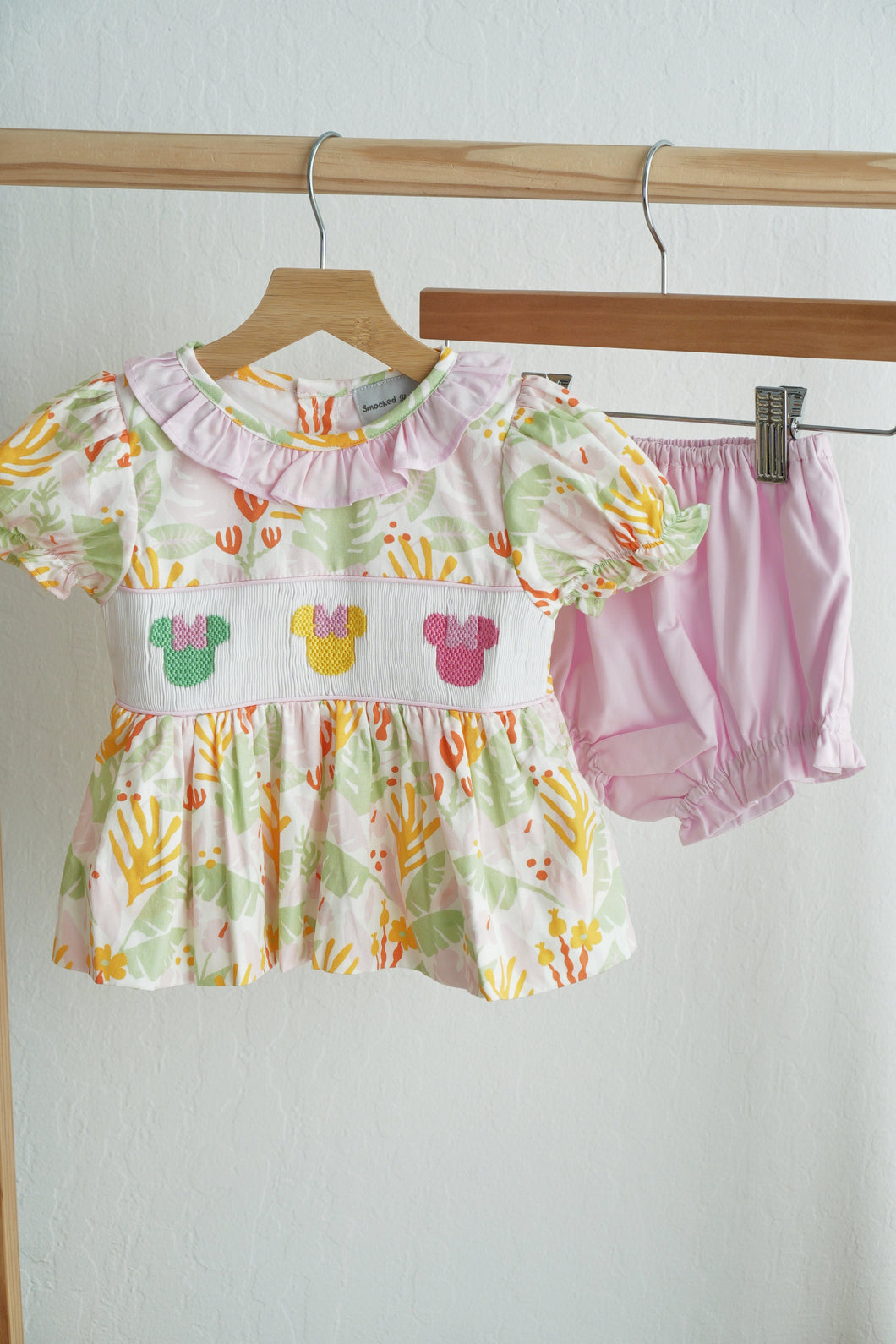 Sweet island character hand smocked bloomer set - ARIA KIDS