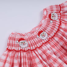 Red christmas santa claus hand smocked plaid bubble - ARIA KIDS