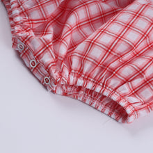 Red christmas santa claus hand smocked plaid bubble - ARIA KIDS