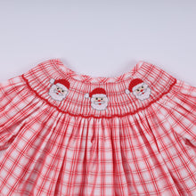 Red christmas santa claus hand smocked plaid ruffle pants set - ARIA KIDS