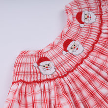 Red christmas santa claus hand smocked plaid ruffle pants set - ARIA KIDS