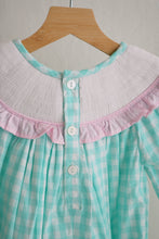Mint christmas nutcracker hand smocked gingham dress - ARIA KIDS