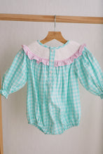 Mint christmas nutcracker hand smocked gingham bubble - ARIA KIDS