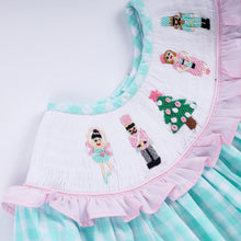 Mint christmas nutcracker hand smocked gingham ruffle pants set - ARIA KIDS