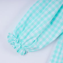 Mint christmas nutcracker hand smocked gingham ruffle pants set - ARIA KIDS