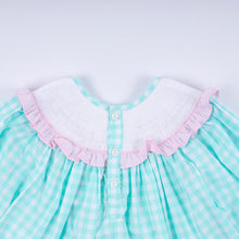 Mint christmas nutcracker hand smocked gingham ruffle pants set - ARIA KIDS
