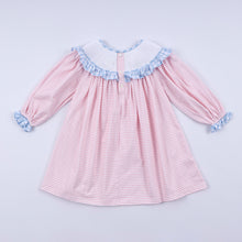 Pink candy cane bow hand smocked ruffle dress - ARIA KIDS