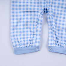 Blue gingerbread hand smocked gingham romper - ARIA KIDS