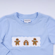 Blue gingerbread hand smocked gingham pants set - ARIA KIDS