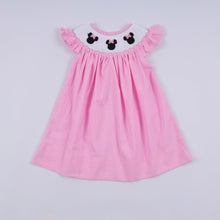 Pink character hand smocked dot ruffle dress - ARIA KIDS