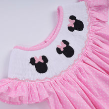 Pink character hand smocked dot ruffle dress - ARIA KIDS