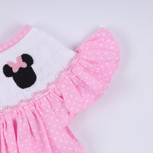 Pink character hand smocked dot ruffle dress - ARIA KIDS