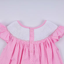Pink character hand smocked dot ruffle dress - ARIA KIDS