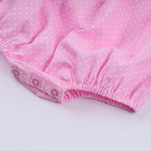 Pink character hand smocked dot ruffle bubble - ARIA KIDS