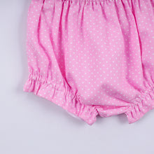 Pink character hand smocked dot ruffle bloomer set - ARIA KIDS
