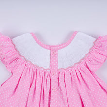 Pink character hand smocked dot ruffle bloomer set - ARIA KIDS