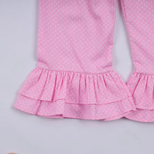 Pink character hand smocked dot ruffle pants set - ARIA KIDS