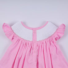 Pink character hand smocked dot ruffle pants set - ARIA KIDS