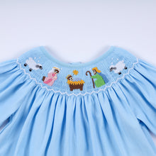 Blue nativity hand smocked bloomer set - ARIA KIDS