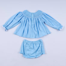 Blue nativity hand smocked bloomer set - ARIA KIDS