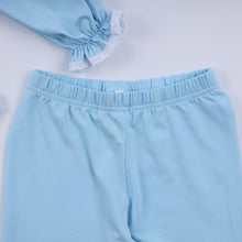 Blue nativity hand smocked ruffle pants set - ARIA KIDS