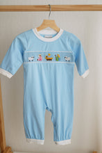 Blue nativity hand smocked romper - ARIA KIDS