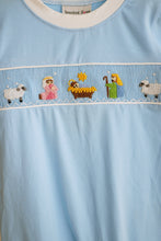 Blue nativity hand smocked romper - ARIA KIDS