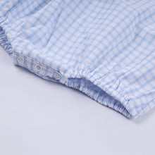 Blue character hand smocked gingham bubble - ARIA KIDS