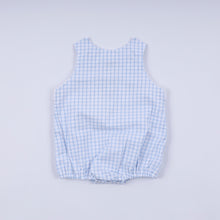 Blue character hand smocked gingham bubble - ARIA KIDS