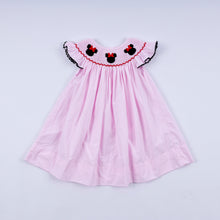 Red character hand smocked plaid ruffle dress - ARIA KIDS