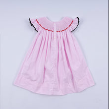Red character hand smocked plaid ruffle dress - ARIA KIDS