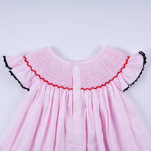 Red character hand smocked plaid ruffle dress - ARIA KIDS