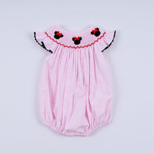 Red character hand smocked plaid ruffle bubble - ARIA KIDS