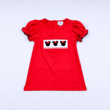Red character hand smocked dress - ARIA KIDS