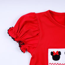 Red character hand smocked dress - ARIA KIDS