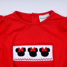 Red character hand smocked bubble - ARIA KIDS