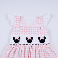 Pink character hand smocked gingham ruffle dress - ARIA KIDS