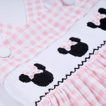 Pink character hand smocked gingham ruffle dress - ARIA KIDS
