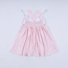 Pink character hand smocked gingham ruffle dress - ARIA KIDS