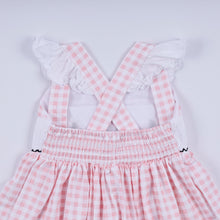 Pink character hand smocked gingham ruffle dress - ARIA KIDS
